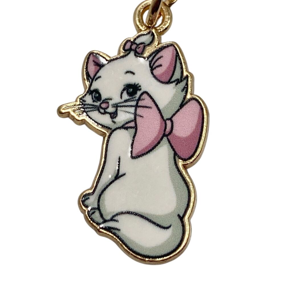 Vtg Disney Marie Aristocats Cat Clip On Charm Zipper Pull Purse Bag Pink Bow